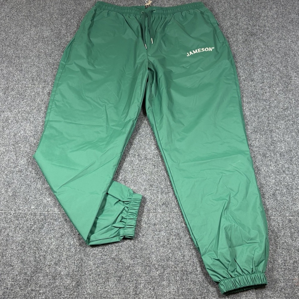 Jameson Whiskey Men's L Green Windbreaker Jogger Pants Elastic Drawstring Waist